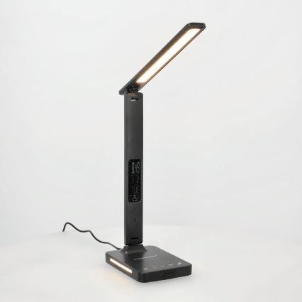 Lampada da tavolo LED dimmerabile con ricarica wireless	 QI, display e Porta USB LED/7W/230V 3000-6000K nero