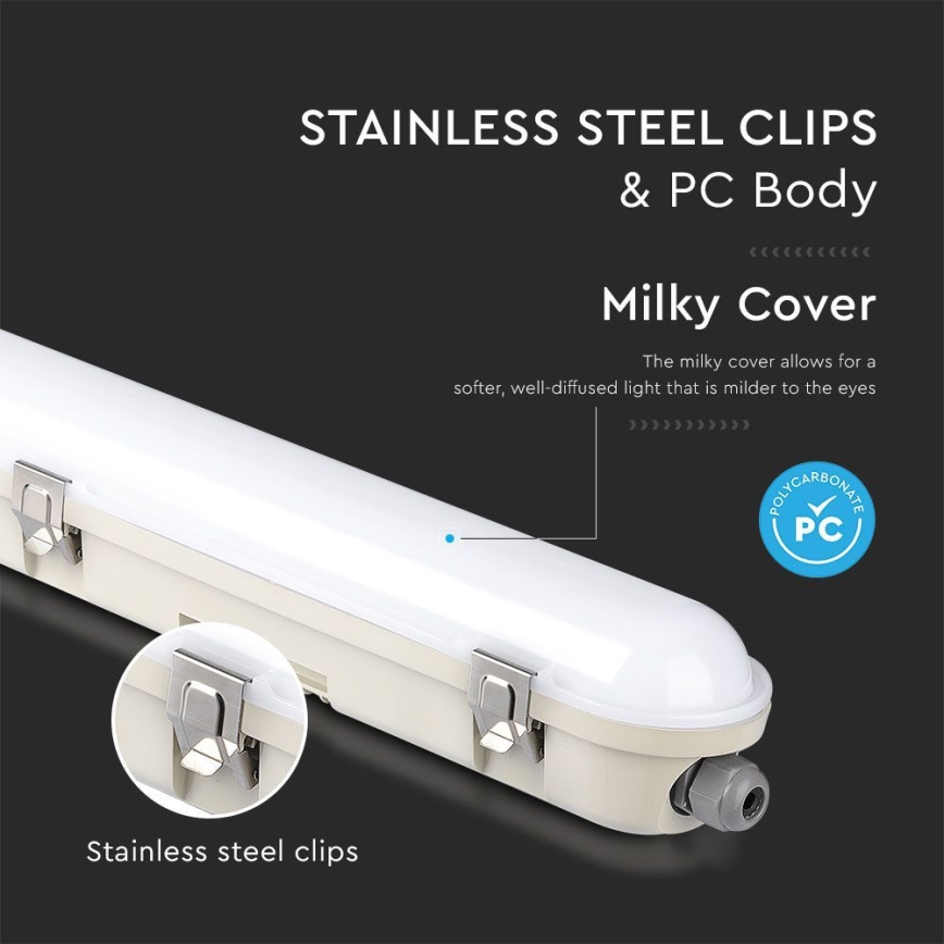 Lampada fluorescente tecnica LED con modulo di emergenza EMERGENCY LED/48W/230V 6500K 150cm IP65