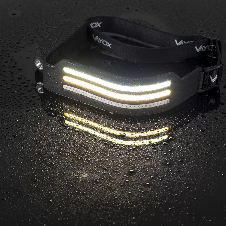 Lampada frontale ricaricabile a LED dimmerabile con sensore e luce rossa 4xLED/5V IP44 300 lm 1200 mAh