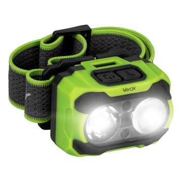 Lampada frontale LED ricaricabile a intensità regolabile con sensore e luce rossa LED/10W/5V/3xAAA IP44 600 lm 1200 mAh
