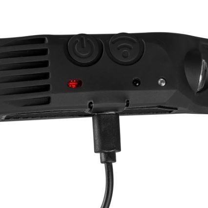 LED Dimmerabile ricaricabile lampada da testa con sensore e luce rossa 4xLED/5V IP44 300 lucente 1200 mAh