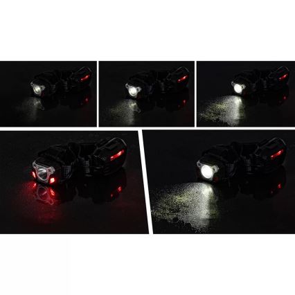 LED Dimmerabile ricaricabile lampada da testa con sensore con funzione di power bank e luce rossa LED/10W/5V IP44 1200 lucente 4000 mAh