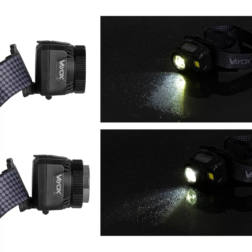 LED Dimmerabile ricaricabile lampada da testa con sensore e luce rossa LED/6W/5V/3xAAA IP44 500 lucente 1200 mAh