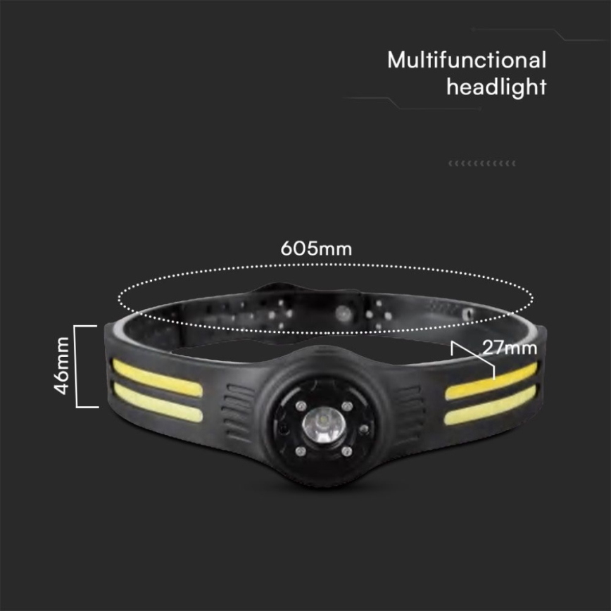 Lampada frontale LED ricaricabile con un luce rossa USB LED/3W/5V IP43 470 lm 5 h