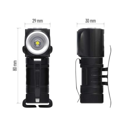 Lampada frontale ricaricabile a LED dimmerabile / 800 mAh, 3,7 V