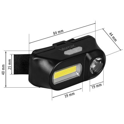 Lampada frontale ricaricabile dimmerabile a LED 2xLED/5V IPX4 250 lm 2000 mAh