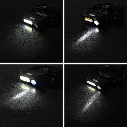 Lampada frontale ricaricabile dimmerabile a LED 2xLED/5V IPX4 250 shiny 2000 mAh