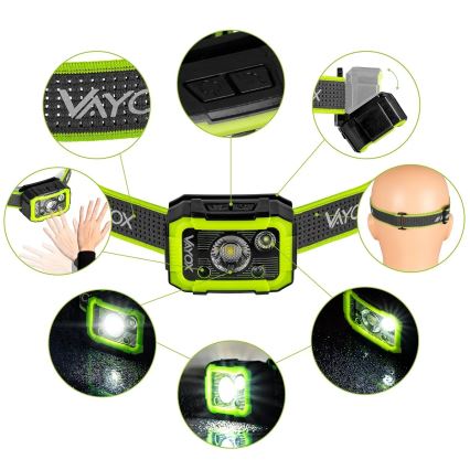 Lampada frontale ricaricabile dimmerabile a LED con sensore 10W/5V IP66 750 lm 1500 mAh