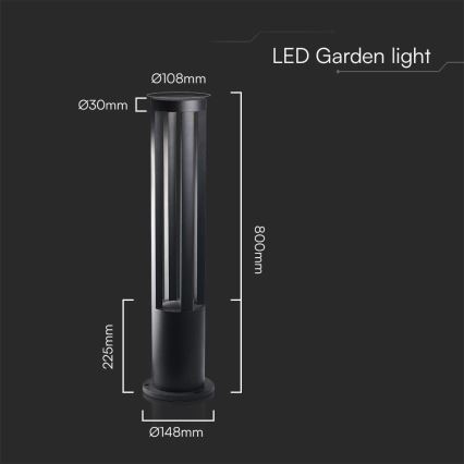 Lampada LED da esterno 10W/230V 3000K IP65 80 cm nera