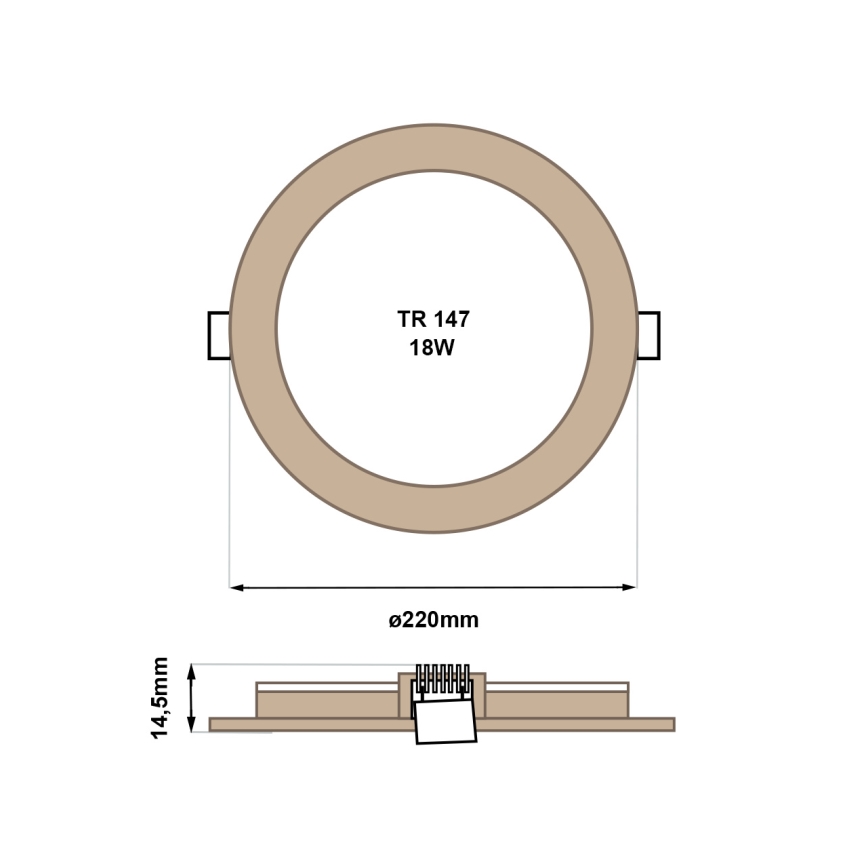 Lampada LED da incasso CIRCLE LED/18W/230V 4200K diametro 22 cm marrone