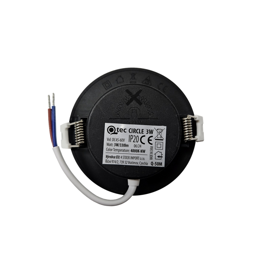 Lampada LED da incasso CIRCLE LED/3W/230V 4000K diametro 9 cm nero