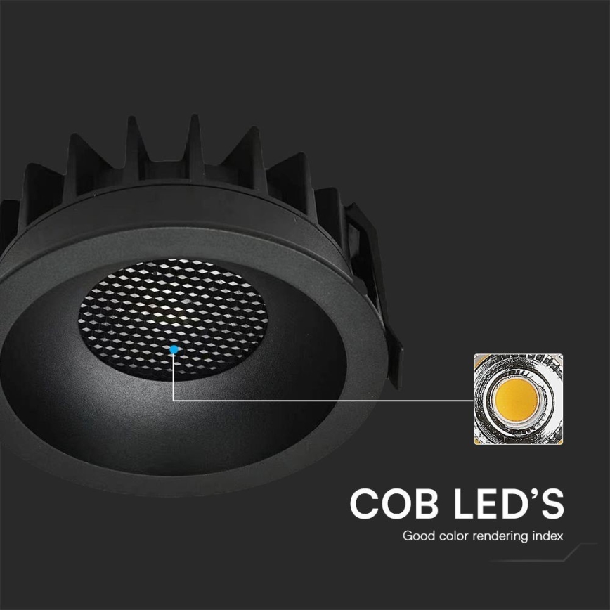 Lampada LED da incasso LED/12W/230V 3000/4000/6400K ø 8,6 cm nero