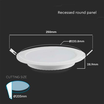 Lampada LED da incasso LED/18W/230V diametro 22 cm 6500K bianco