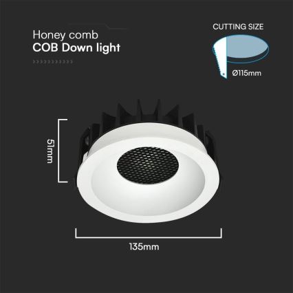 Lampada LED da incasso LED/24W/230V 3000/4000/6400K ø 13,5 cm bianco