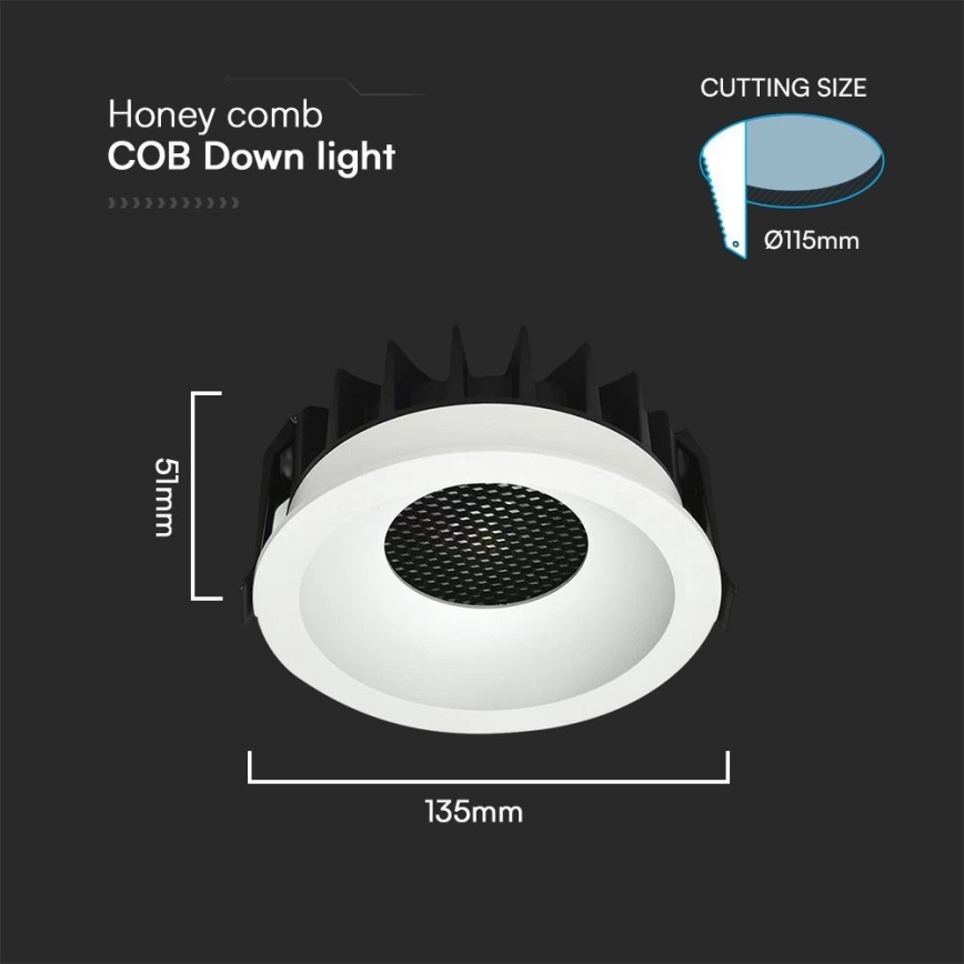Lampada LED da incasso LED/24W/230V 3000/4000/6400K ø 13,5 cm bianco