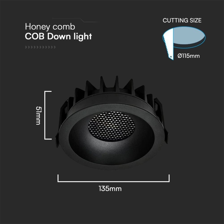 Lampada LED da incasso LED/24W/230V 3000/4000/6400K ø 13,5 cm nero
