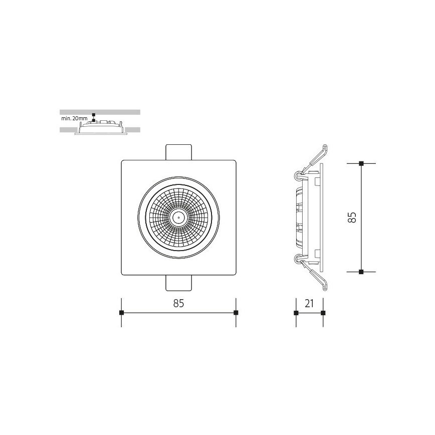 Lampada LED da incasso LED/6W/230V 3000K 8,5x8,5 cm bianco