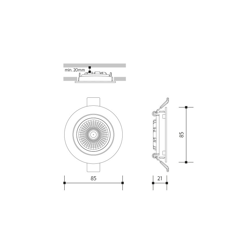 Lampada LED da incasso LED/6W/230V 3000K diametro 8,5 cm bianco