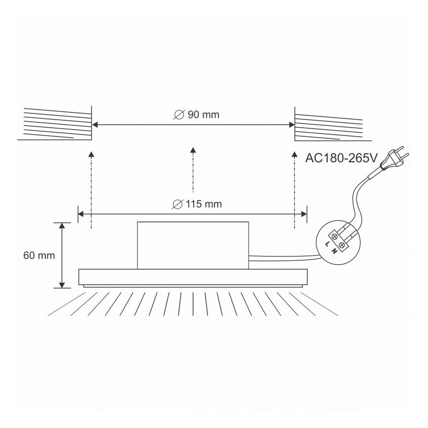 Lampada LED da incasso per bagni LED/10W/230V 4000K bianco IP44