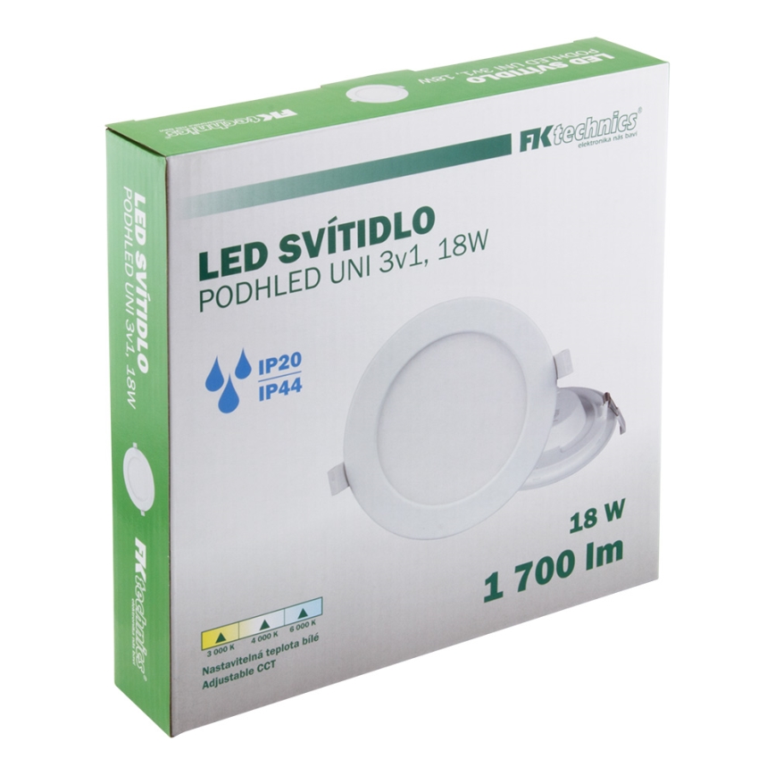 Lampada LED da incasso per bagni LED/18W/230V 3000/4000/6000K IP44