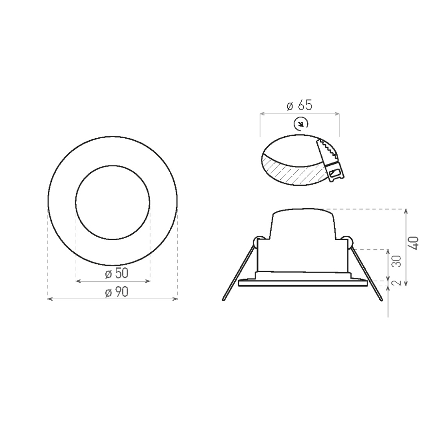 Lampada LED da incasso per bagni BONO LED/5W/230V 3000K IP65 bianco