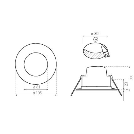 Lampada LED da incasso per bagni BONO LED/8W/230V 4000K IP65 nero