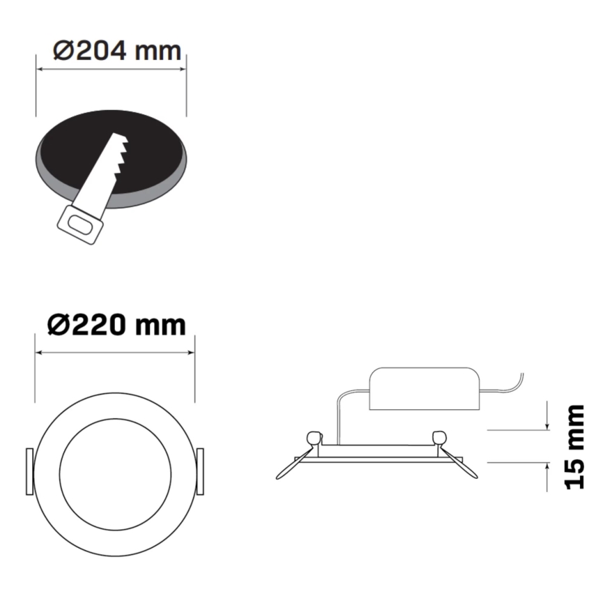 Lampada LED da incasso RIGEL LED/14W/230V 4000K diametro 22 cm nero