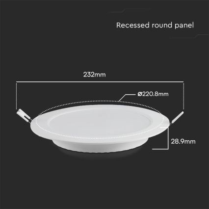 Lampada LED da incasso SAMSUNG CHIP LED/18W/230V 3000K diametro 22 cm bianco