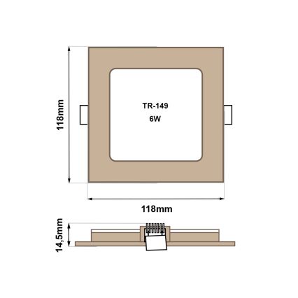 Lampada LED da incasso SQUARE LED/6W/230V 4200K 11,8x11,8 cm marrone