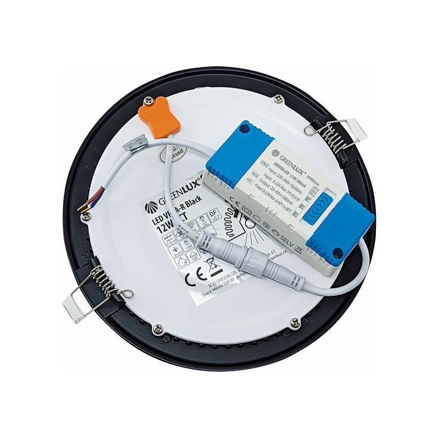 Lampada LED da incasso VEGA LED/12W/230V 2900/3900/5800K diametro 17,5 cm nero
