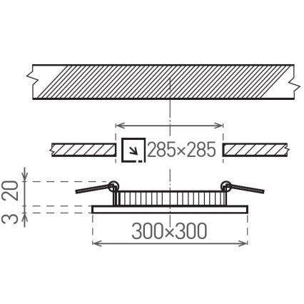 Lampada LED da incasso VEGA LED/24W/230V 2900/3900/5800K 30x30 cm bianco