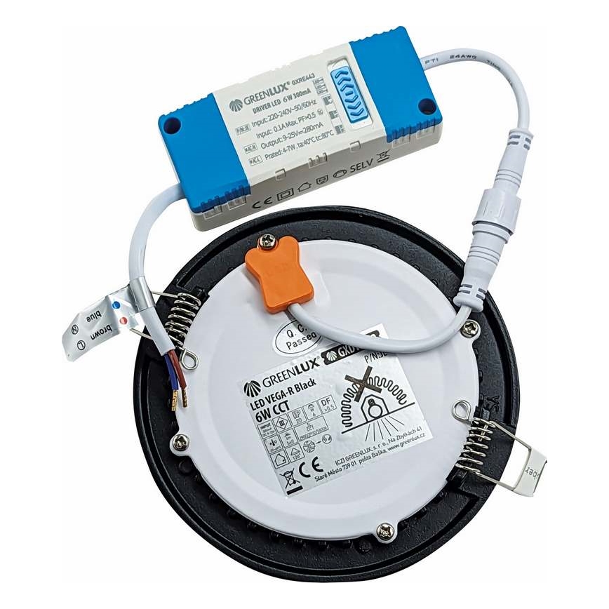 Lampada LED da incasso VEGA LED/6W/230V 2900/3900/5800K diametro 12,5 cm nero
