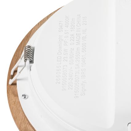 Lampada LED da incasso WOODY SPOT LED/23,5W/230V 4000K quercia ø 23,5 cm