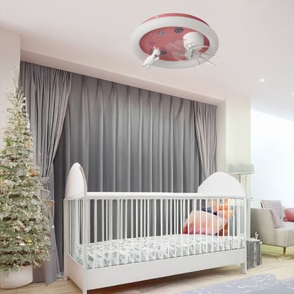 Plafoniera LED dimmerabile per bambini con ventilatore LED/48W/230V 3000/4000/6000K Ø 50 cm rosa + telecomando