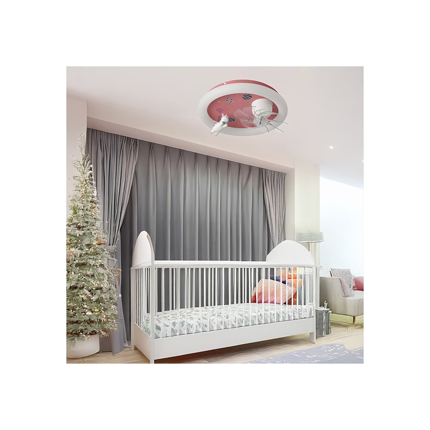 Plafoniera LED dimmerabile per bambini con ventilatore LED/48W/230V 3000/4000/6000K Ø 50 cm rosa + telecomando