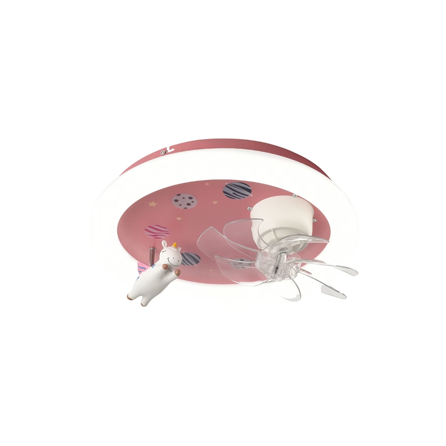 Plafoniera LED dimmerabile per bambini con ventilatore LED/48W/230V 3000/4000/6000K Ø 50 cm rosa + telecomando