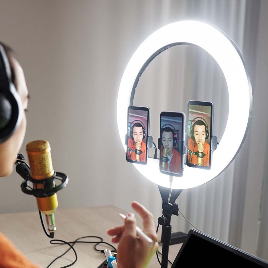 Lampada LED dimmerabile con treppiede e supporto per vlogger LED/55W/230V CRI 90 + telecomando
