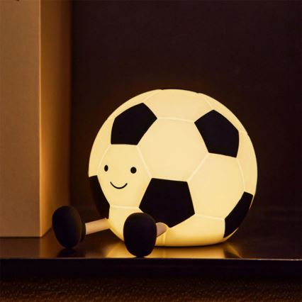 Lampada da tavolo LED dimmerabile per bambini TOUCH FOOTBALL LED/2W/5V USB 1200 mAh bianco/nero