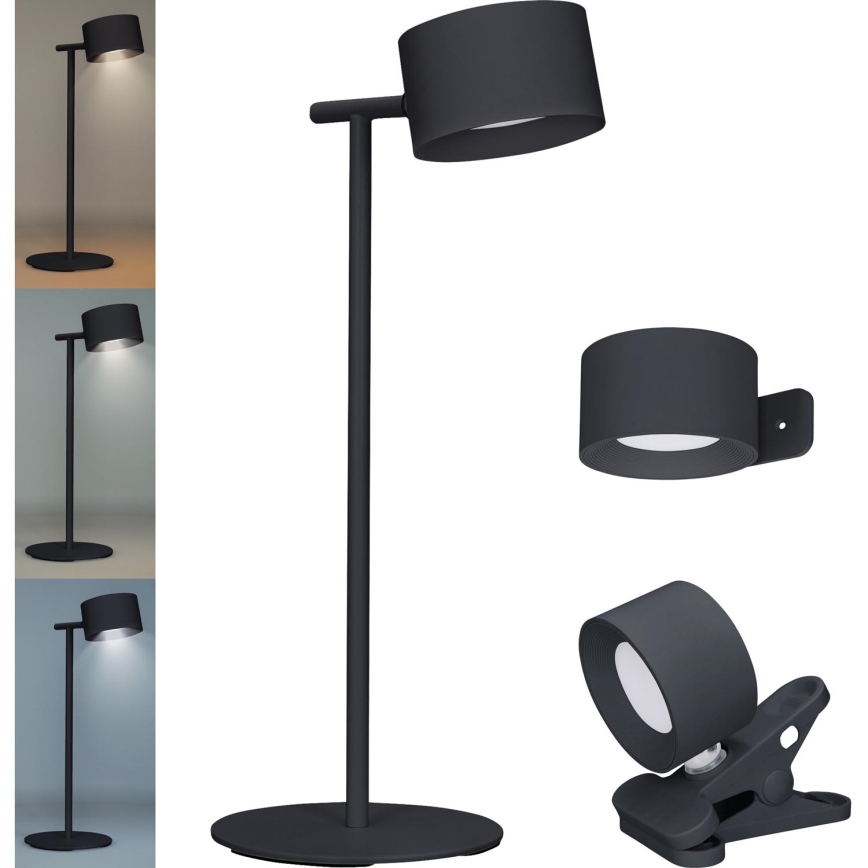 Lampada LED Dimmerabile touch ricaricabile 3in1 LED/4W/2000 mAh 3000/4000/6500K nero