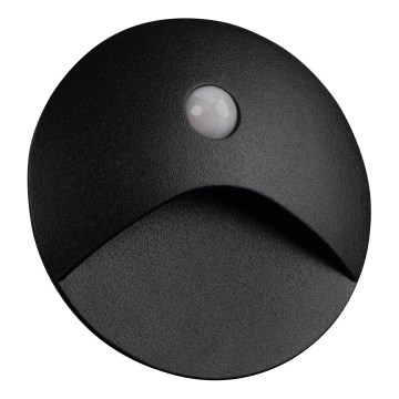 Lampada LED per scale con sensore di movimento e sensore crepuscolare EXIN LED/2,5W/230V 4000K IP65 rotonda nera