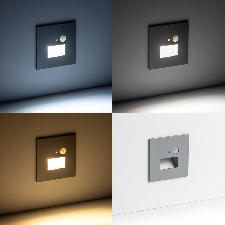 Lampada LED per scale con sensore di movimento e crepuscolare LED/1,5W/230V 3000/4000/6000K argento