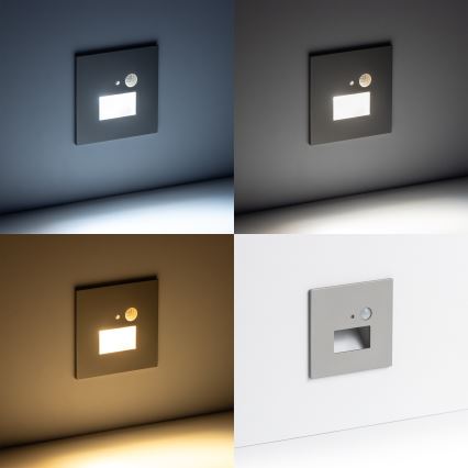 Lampada a LED per scale con sensore di movimento e sensore crepuscolare LED/1,5W/230V 3000/4000/6000K, grigio