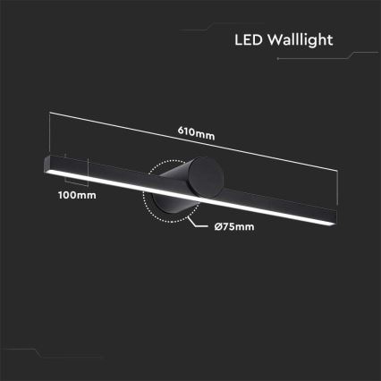 Lampada LED per specchio da bagno 10W/230V 3000K IP65 nera