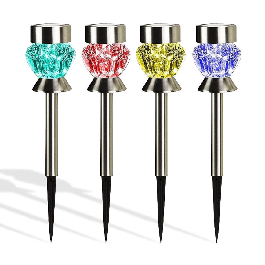 Lampada LED solare CRYSTAL 2xLED-RGB/0,02W/1xAAA cromo opaco