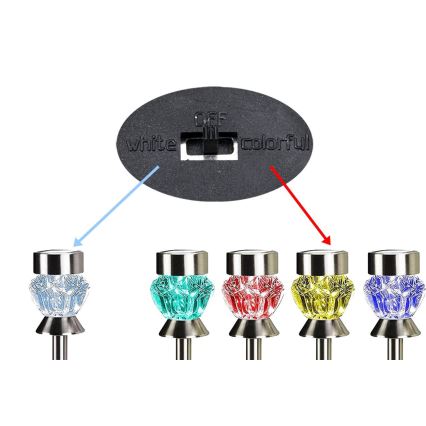 Lampada LED solare CRYSTAL 2xLED-RGB/0,02W/1xAAA cromo opaco