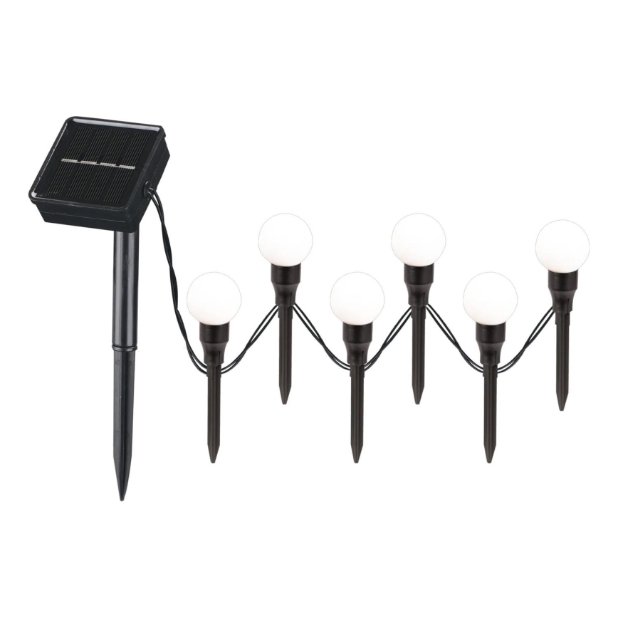 Lampada LED solare KULKI 6xLED/1,2V 600 mAh 4,3 m IP44 nero/bianco