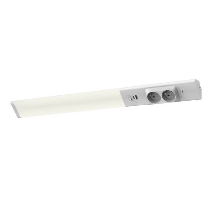 Lampada LED sottopensile con prese e USB porte LED/18W/230V 4000K argento