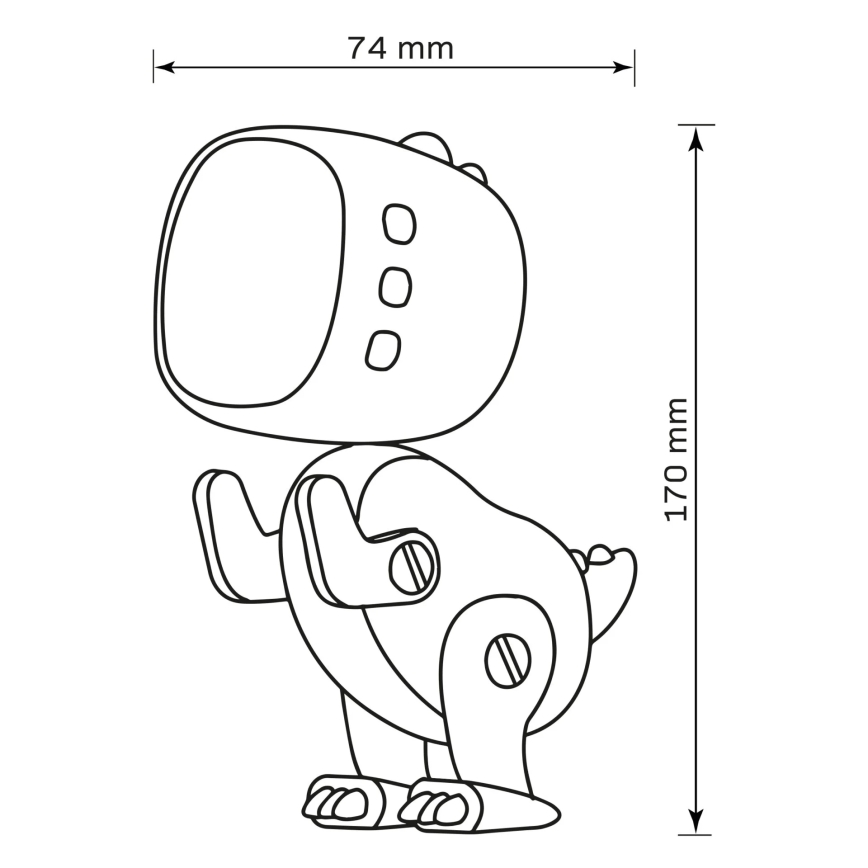 LED RGBW Dimmerabile per bambini notte piccola lampada con sveglia ROBOT LED/1W/5V 1200 mAh