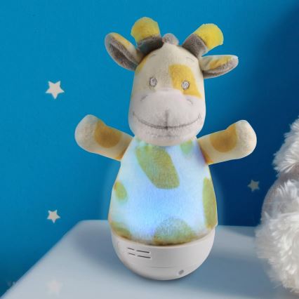 Lampada notturna LED RGB per bambini con melodia 3xAAA/5V giraffa
