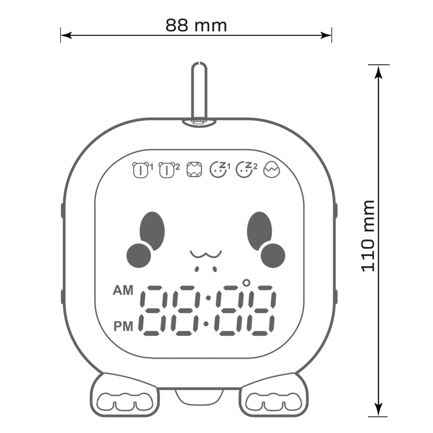 Lampada notturna per bambini a LED RGBW dimmerabile con sveglia FILIP LED/1,5W/5V 1500 mAh